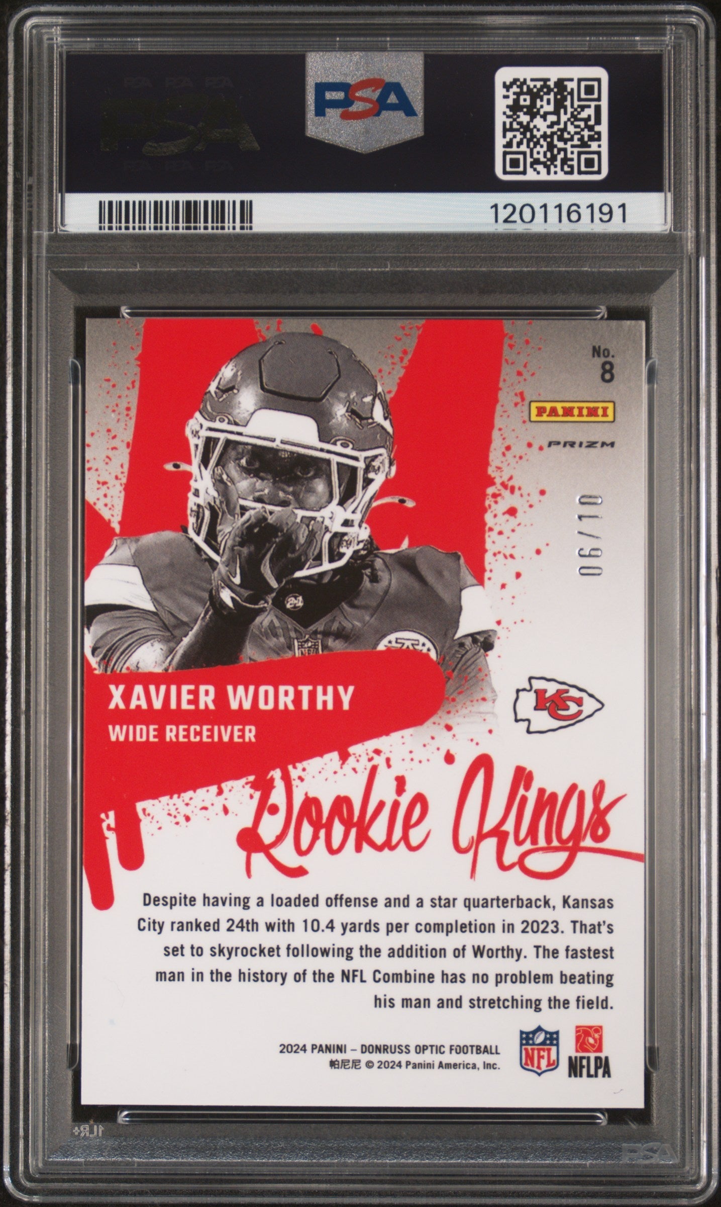 2024 Panini Donruss Optic Rookie Kings Xavier Worthy Gold 06/10 Rookie #8 PSA 10 - Graded Sports Cards