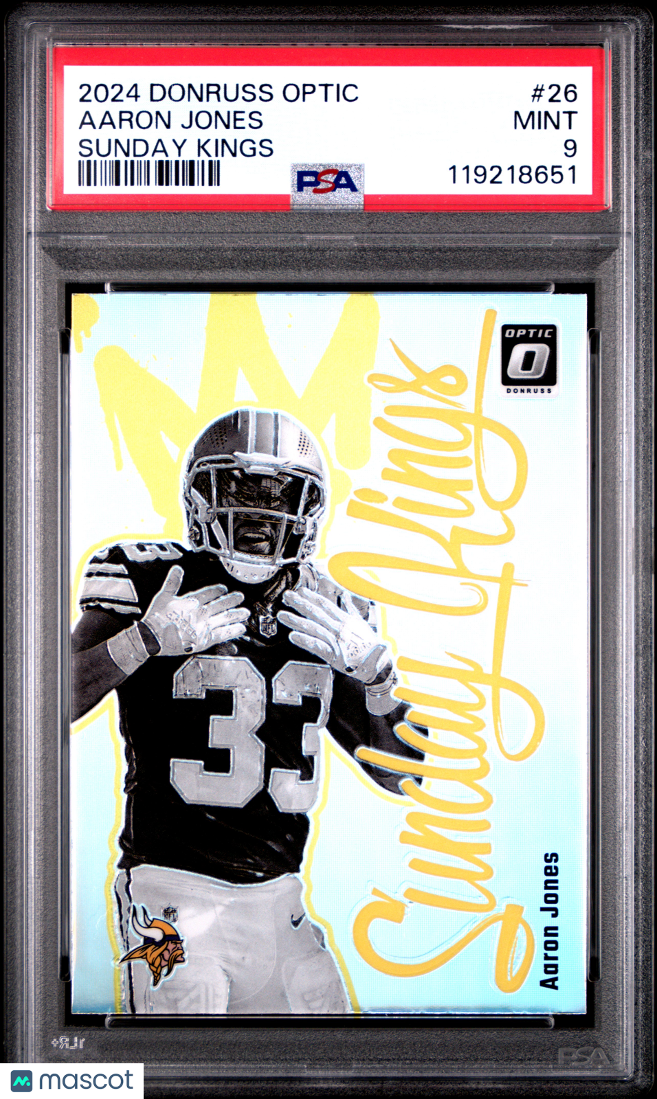 2024 Panini Donruss Optic Sunday Kings Aaron Jones #26 PSA 9 Minnesota Vikings - Graded Sports Cards