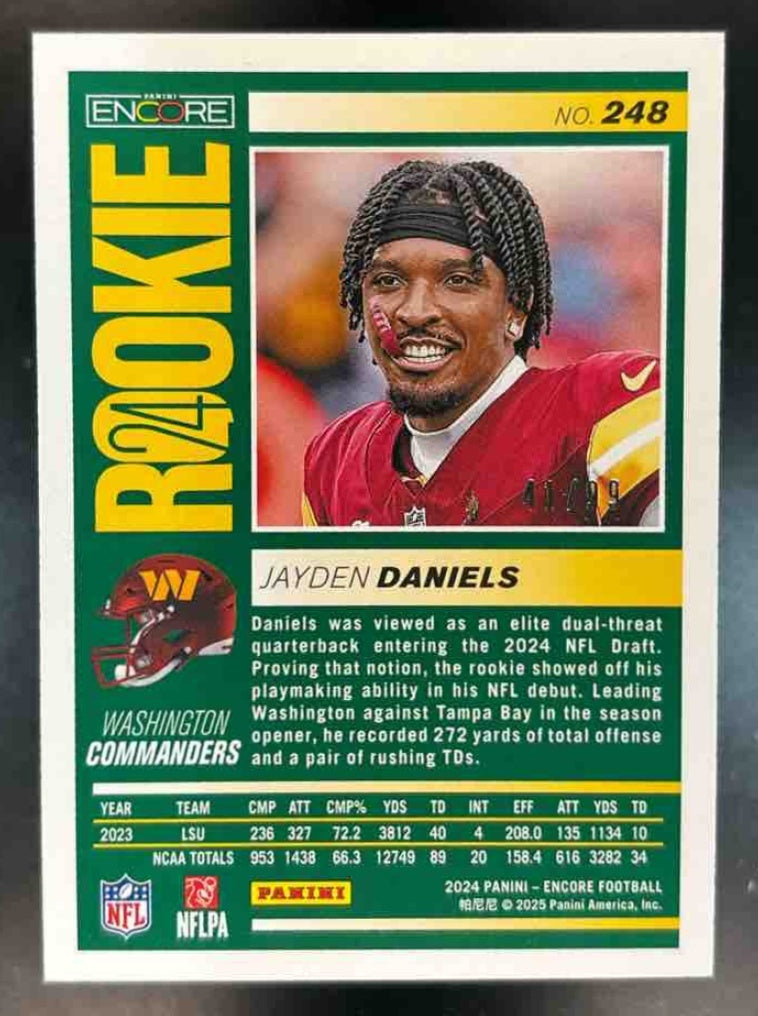 2024 Panini Encore Jayden Daniels Orange /99 #248 RC Washington Commanders - Sports Cards