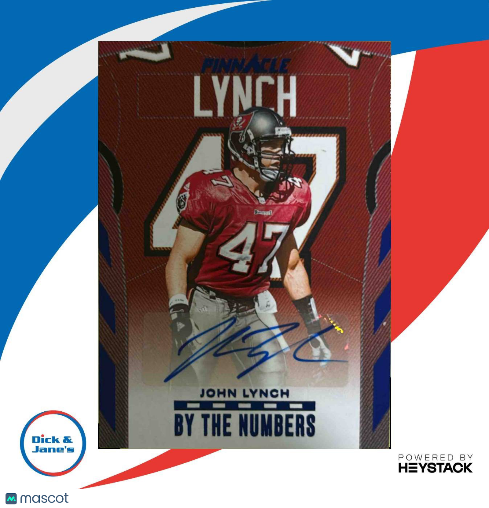 2024 Panini Encore John Lynch Pinnacle By the Numbers Auto Blue 13/25 Tampa Bay - Sports Cards