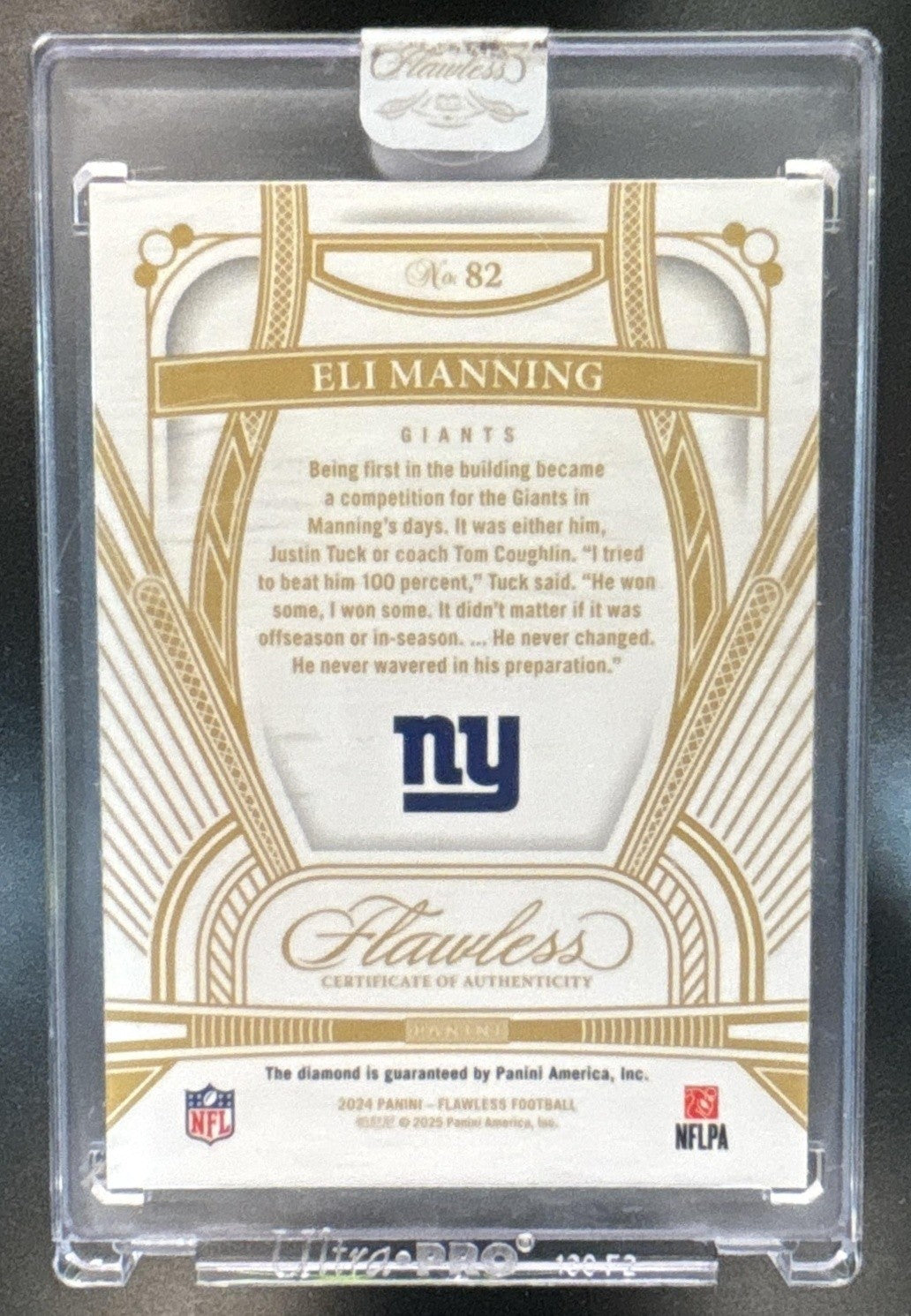 2024 Panini Flawless Eli Manning Legends AUTHENTIC DIAMOND /15 New York Giants - Sports Cards