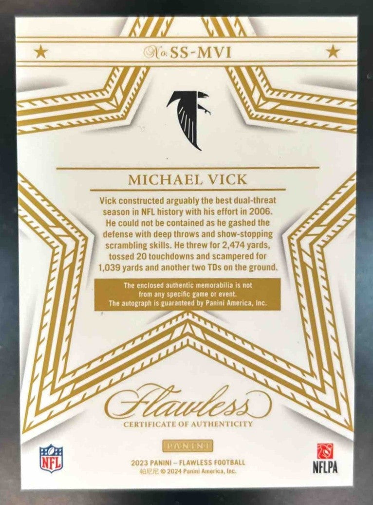 2024 Panini Flawless Michael Vick Star Swatch Signatures Auto /20 Falcons - Sports Cards