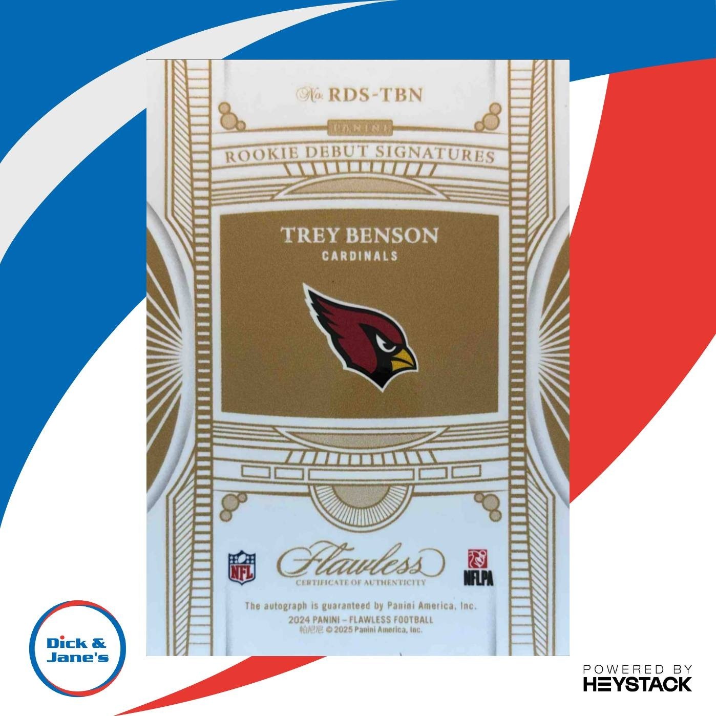 2024 Panini Flawless Trey Benson Rookie Debut Signatures Gold /25 #13 Cardinals - Sports Cards