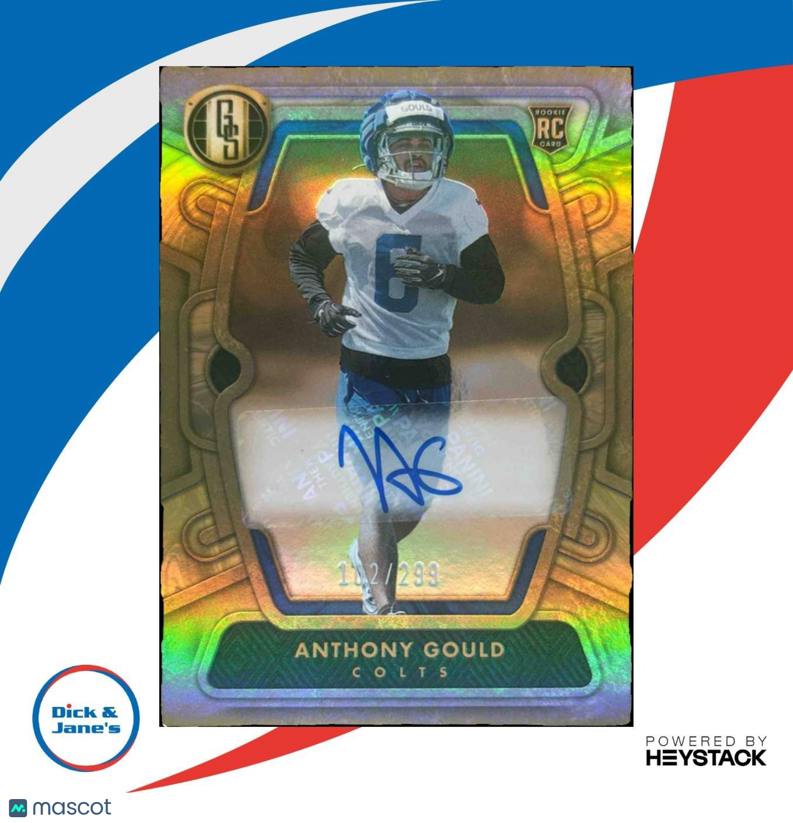 2024 Panini Gold Standard Anthony Gould Auto /299 #169 RC Indianapolis Colts - Sports Cards