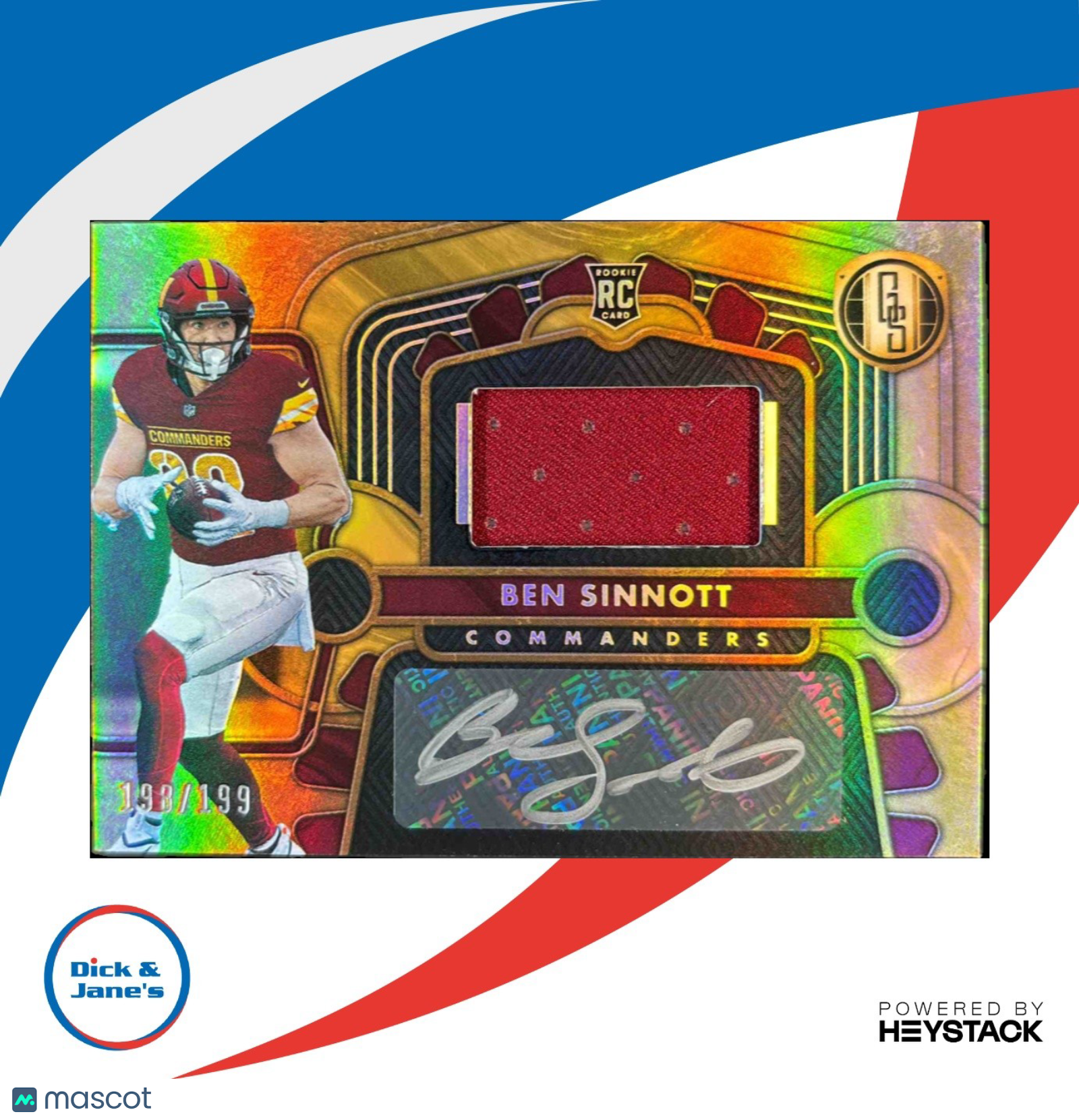 2024 Panini Gold Standard Ben Sinnott 198/199 #236 MEM RC Auto Washington - Sports Cards