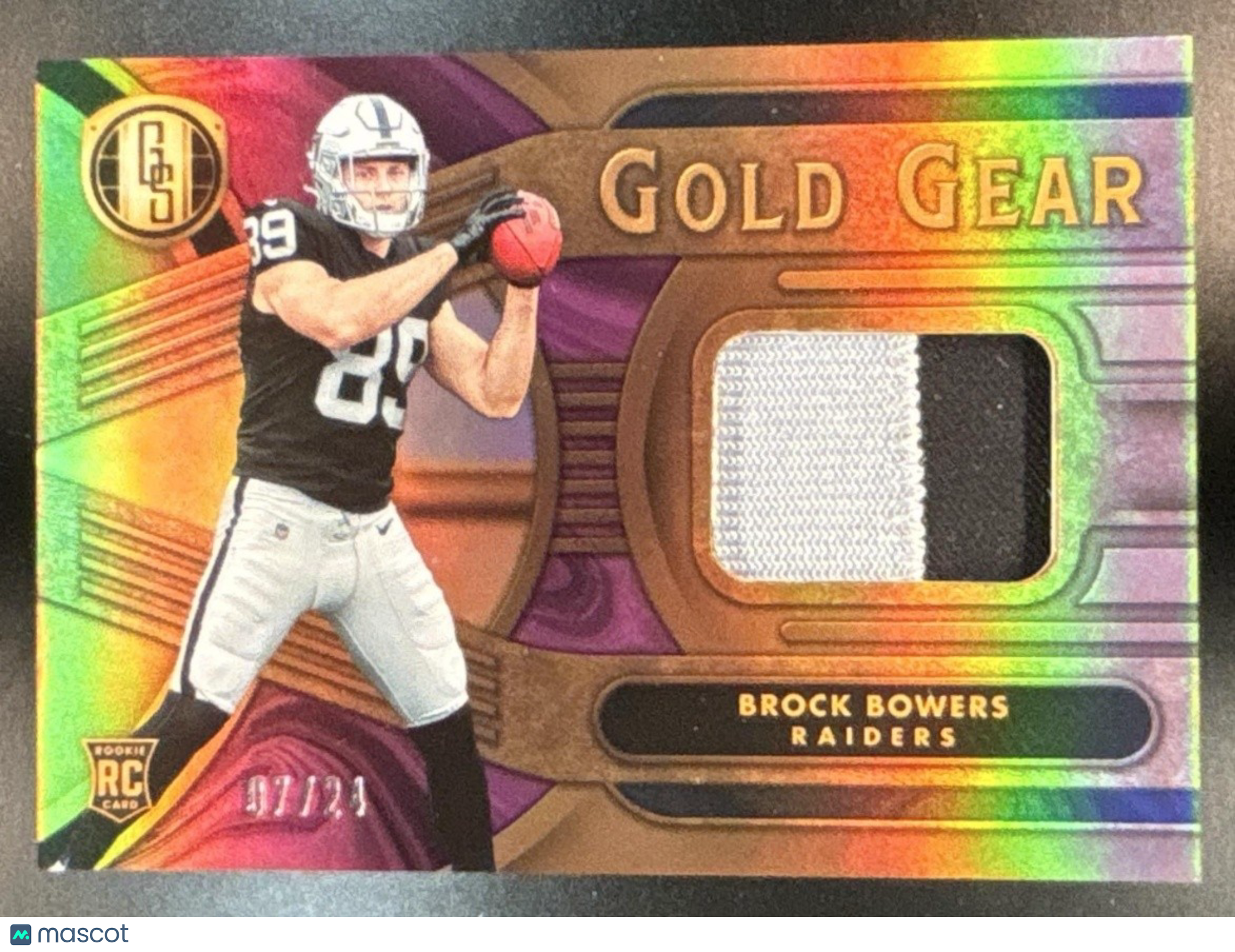 2024 Panini Gold Standard Brock Bowers Gear Rose Gold /24 MEM RC Raiders - Sports Cards