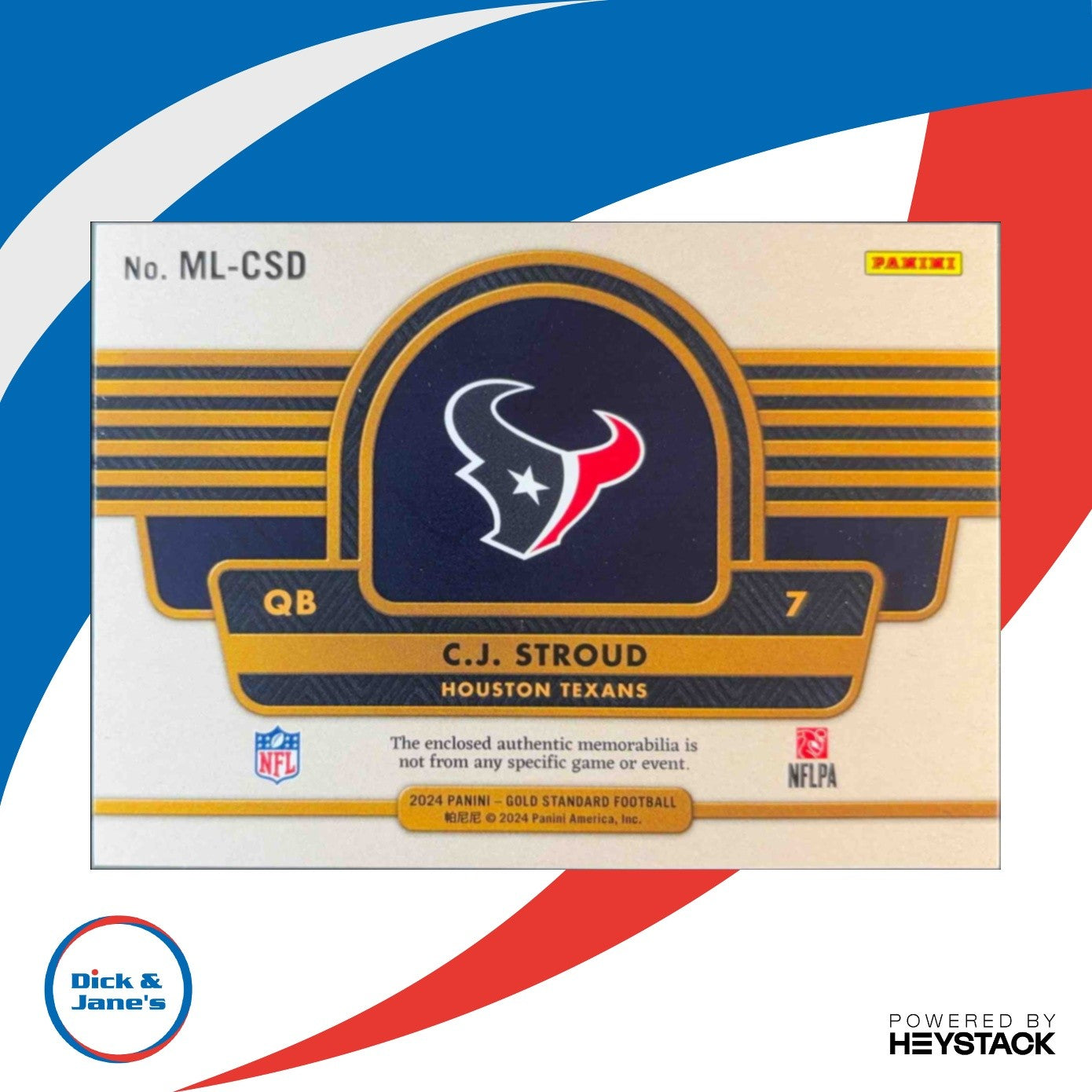 2024 Panini Gold Standard C.J. Stroud Gear 12/299 Mother Load MEM Houston Texans - Sports Cards