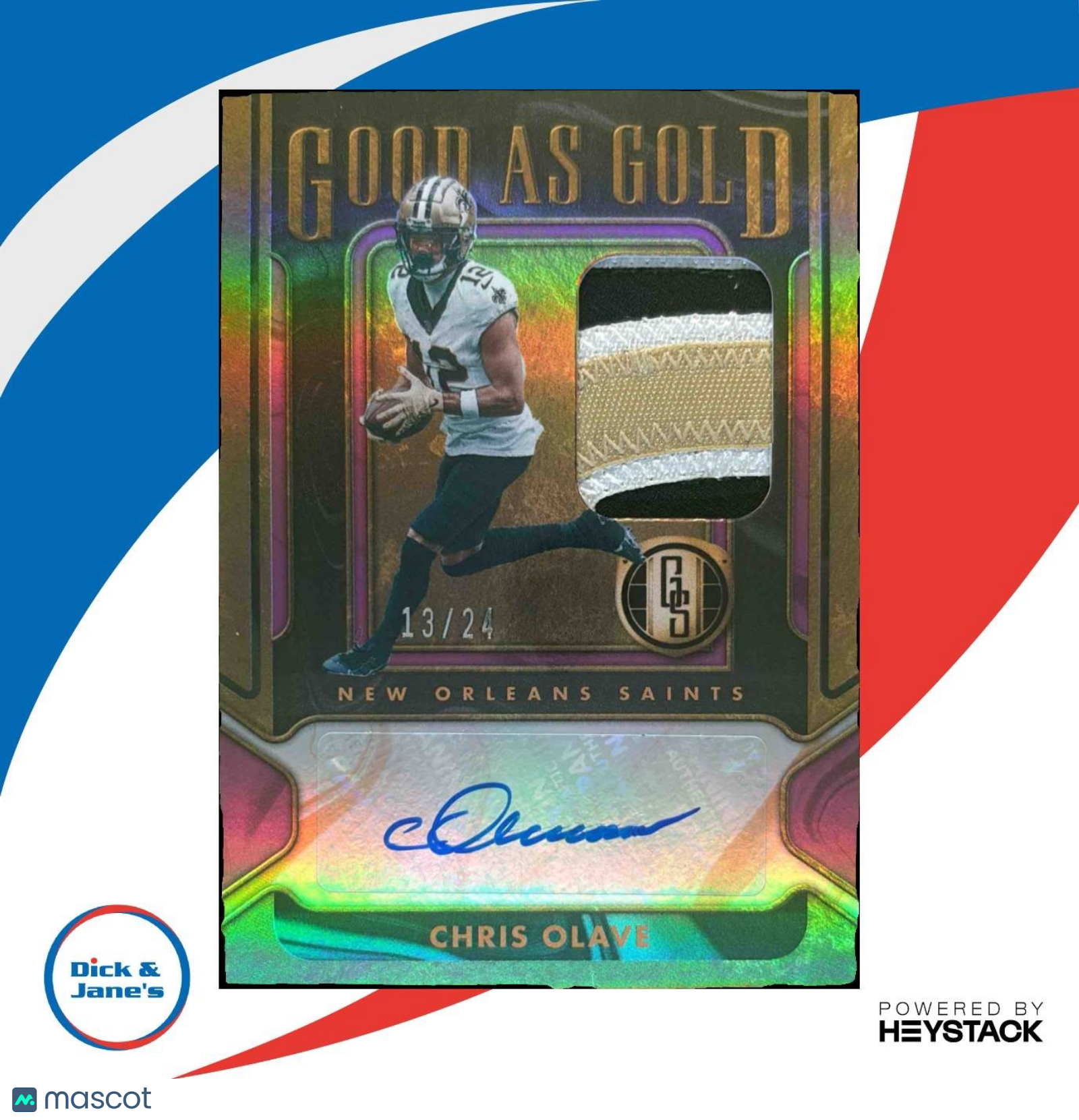 2024 Panini Gold Standard Chris Olave Good as Gold Patch Auto /24 MEM Saints - Sports Cards