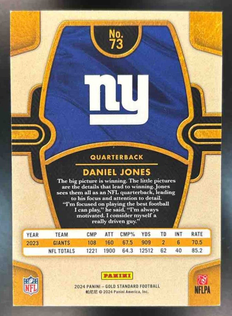 2024 Panini Gold Standard Daniel Jones Platinum 1/75 BOOK END #73 New York Giant - Sports Cards