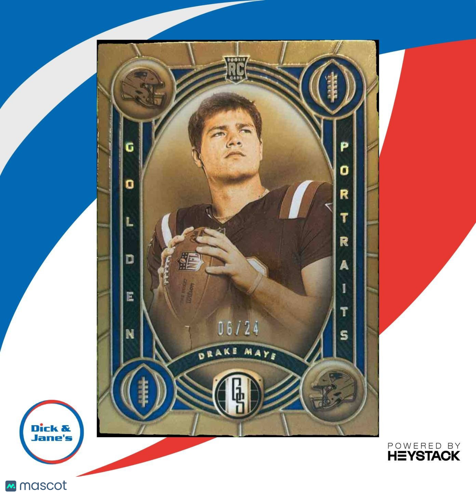 2024 Panini Gold Standard Drake Maye Golden Portraits 6/24 #6 RC Patriots H O T - Sports Cards
