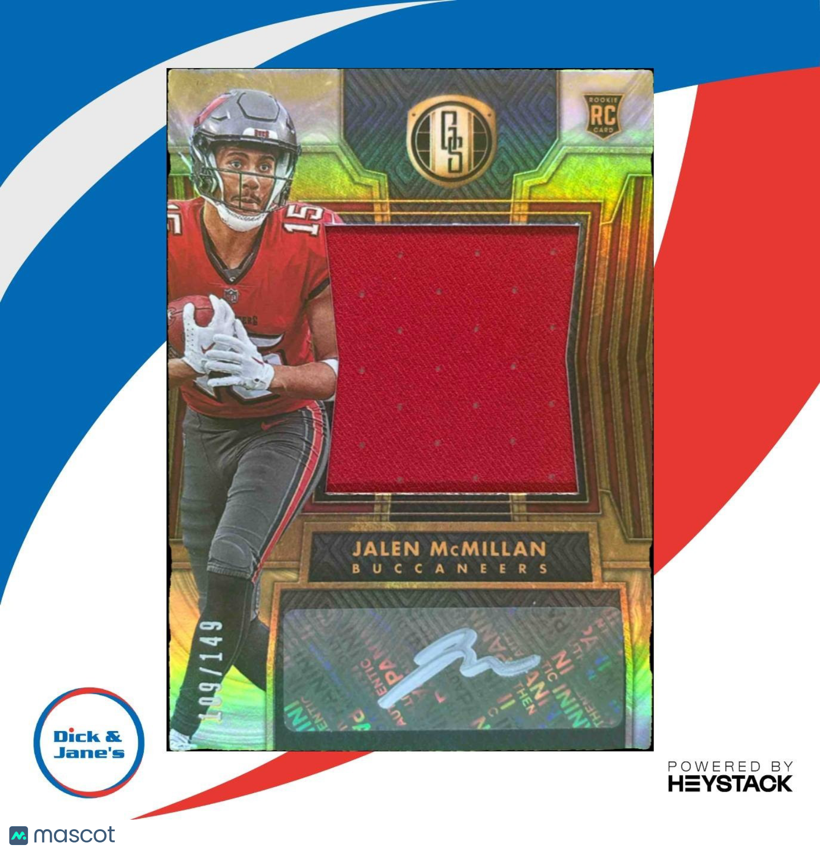 2024 Panini Gold Standard Jalen McMillan Patch Auto /149 MEM RC Buccaneers - Sports Cards