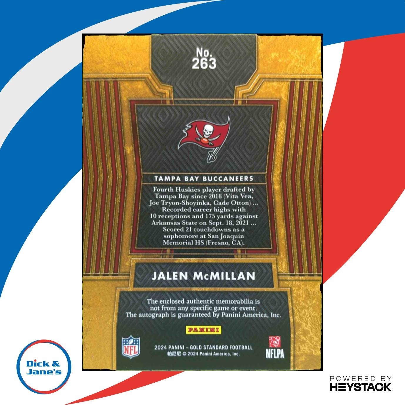 2024 Panini Gold Standard Jalen McMillan Patch Auto /149 MEM RC Buccaneers - Sports Cards