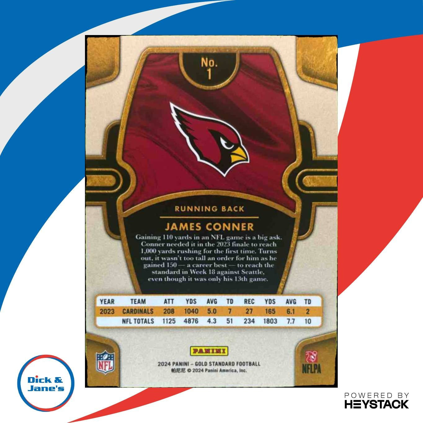 2024 Panini Gold Standard James Conner Citrine 36/40 #1 Arizona Cardinals - Sports Cards