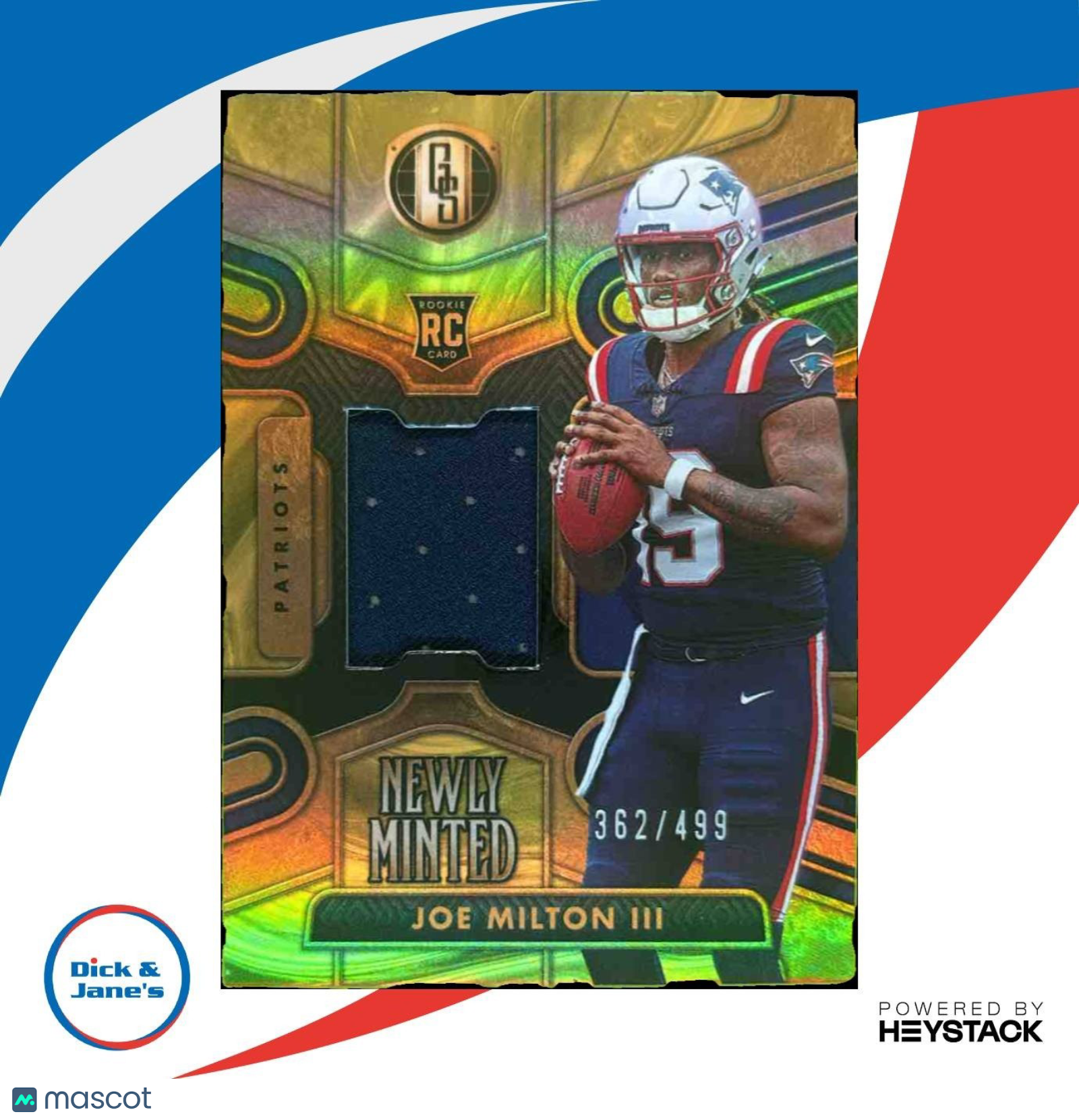 2024 Panini Gold Standard Joe Milton III Newly Minted /499 MEM Patriots - Sports Cards