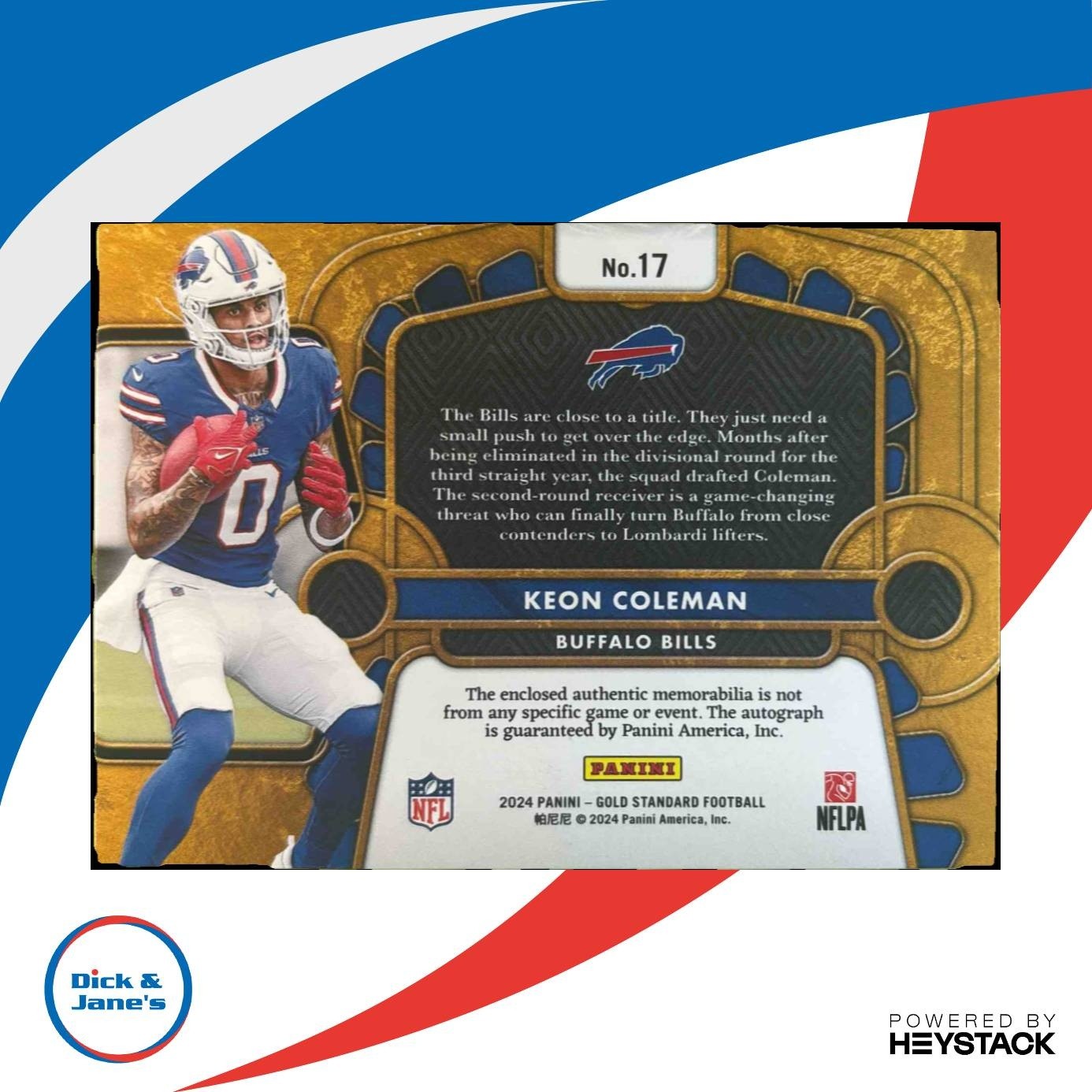 2024 Panini Gold Standard Keon Coleman Rookie Auto Triple Patch /24 MEM RC Bills - Sports Cards