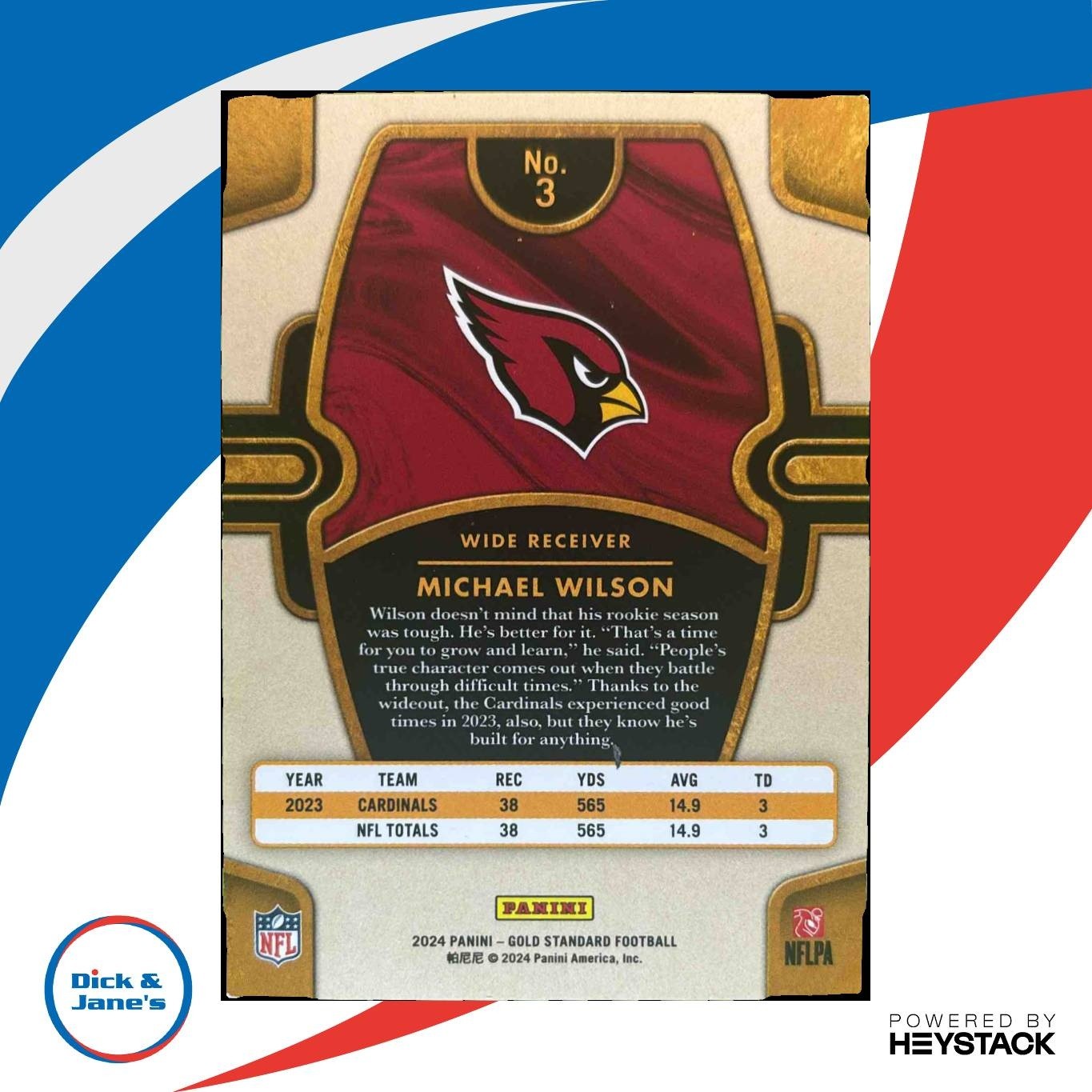 2024 Panini Gold Standard Michael Wilson Rose 15/24 #3 Arizona Cardinals - Sports Cards