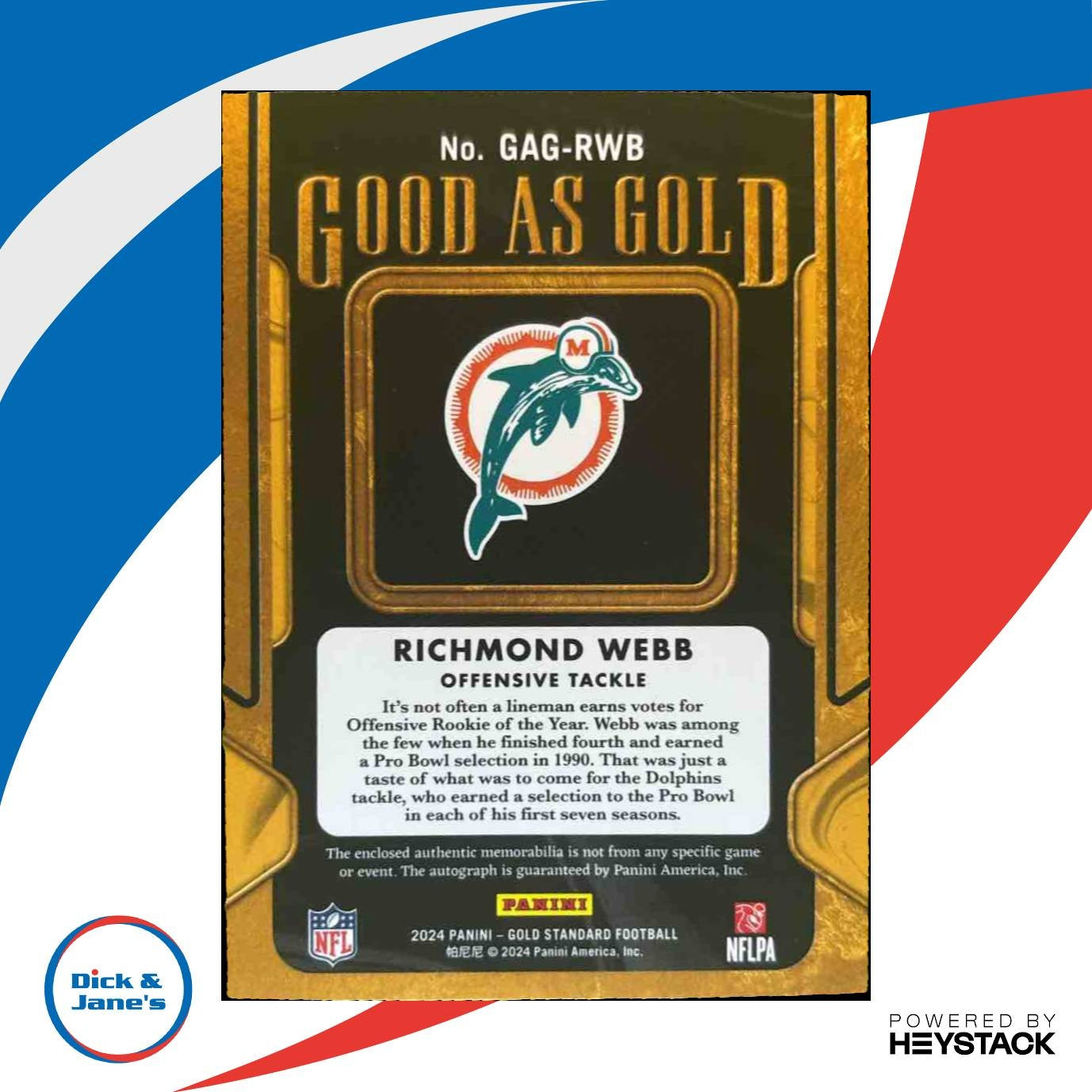 2024 Panini Gold Standard Richmond Webb Good as 139/199 MEM Auto Miami Dolphins - Sports Cards