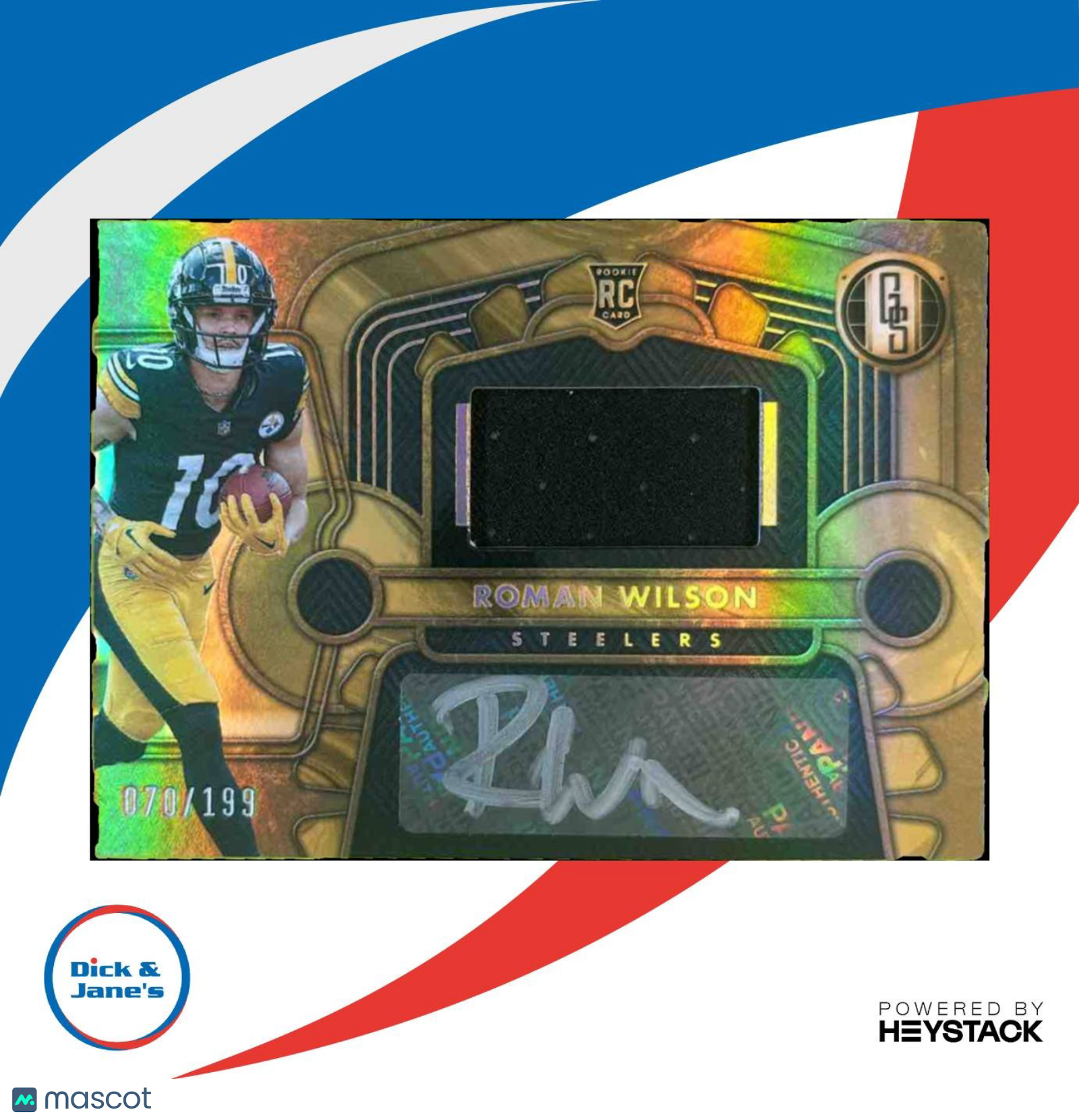 2024 Panini Gold Standard Roman Wilson /199 #223 MEM RC Auto Pittsburgh Steelers - Sports Cards