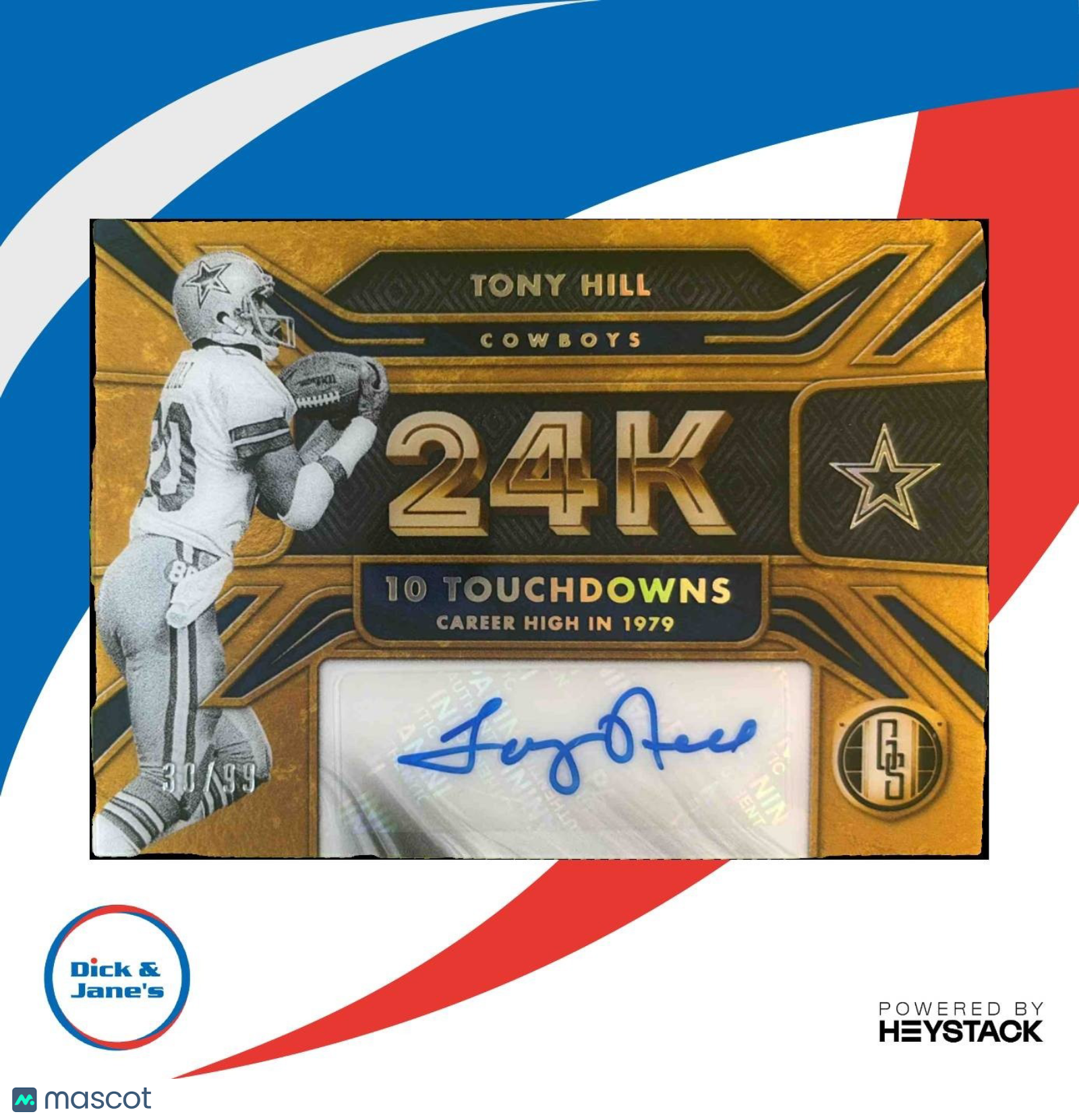 2024 Panini Gold Standard Tony Hill 24K Auto 30/99 #24K-TH Dallas Cowboys - Sports Cards