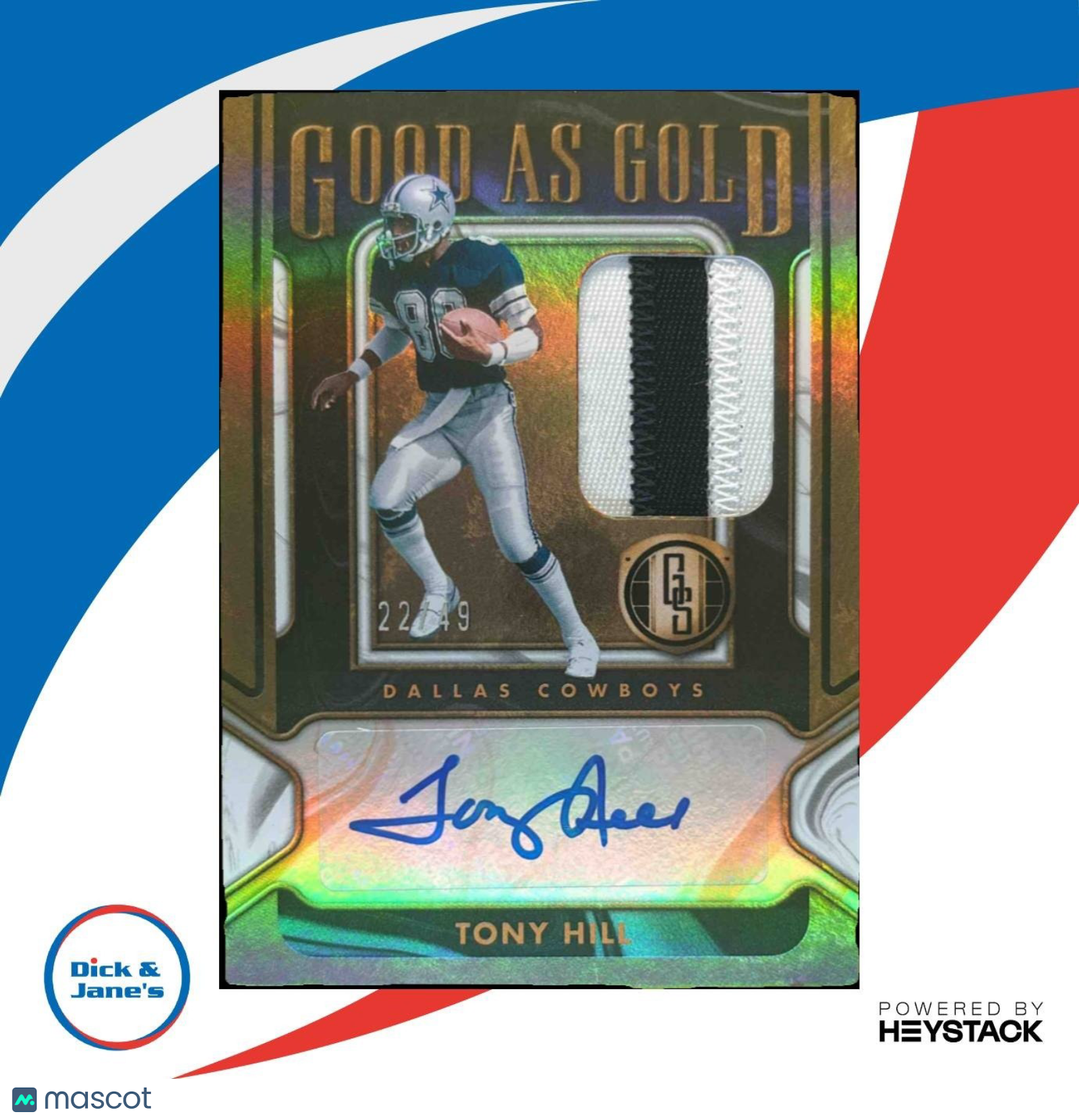 2024 Panini Gold Standard Tony Hill Good as Gold Patch Auto /49 Dallas Cowboys - Sports Cards