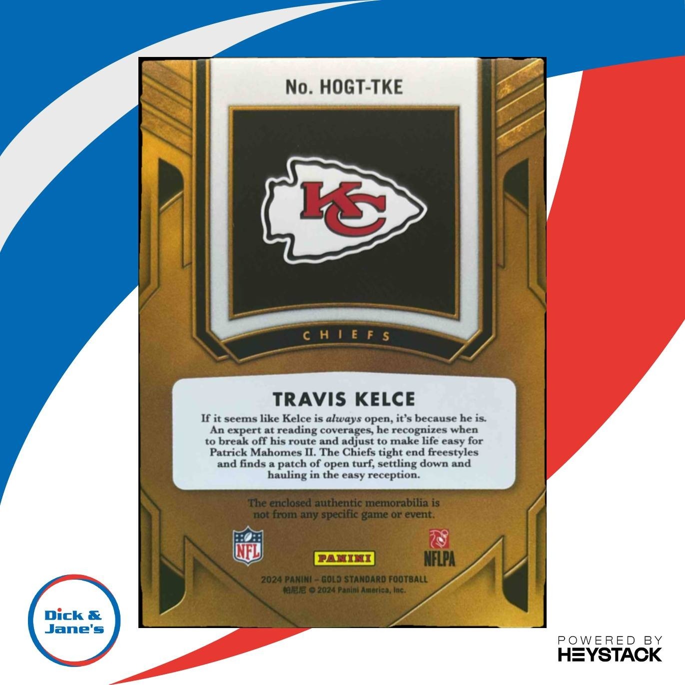 2024 Panini Gold Standard Travis Kelce Heart of Threads /199 MEM Chiefs - Sports Cards