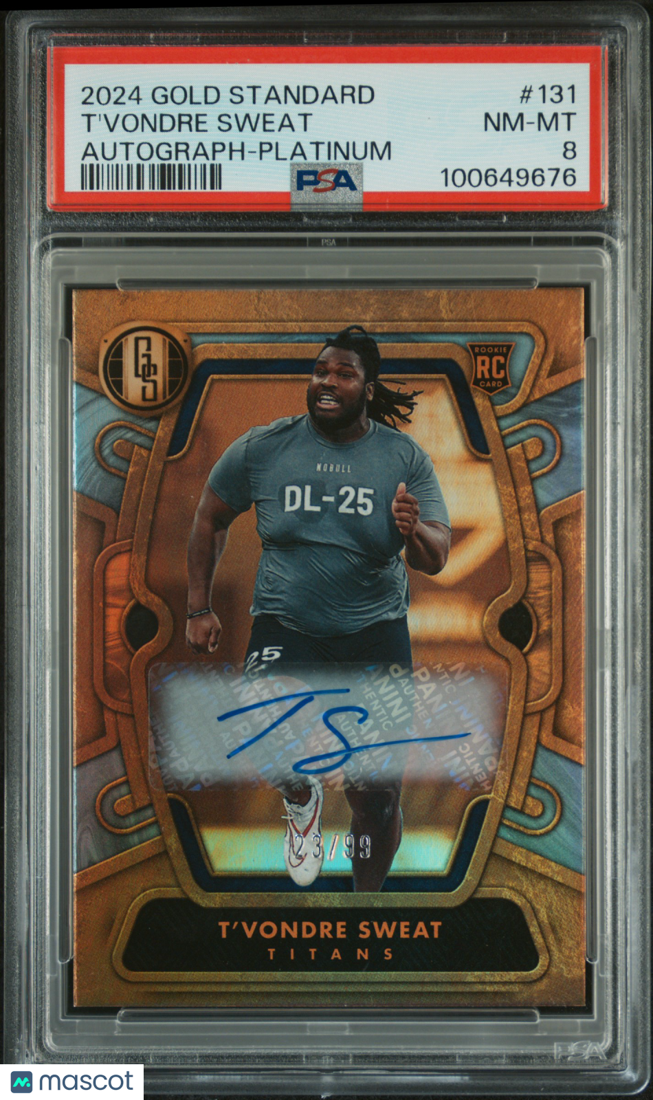 2024 Panini Gold Standard T’vondre Sweat Autograph Platinum #131 PSA 8 AU RC - Graded Sports Cards