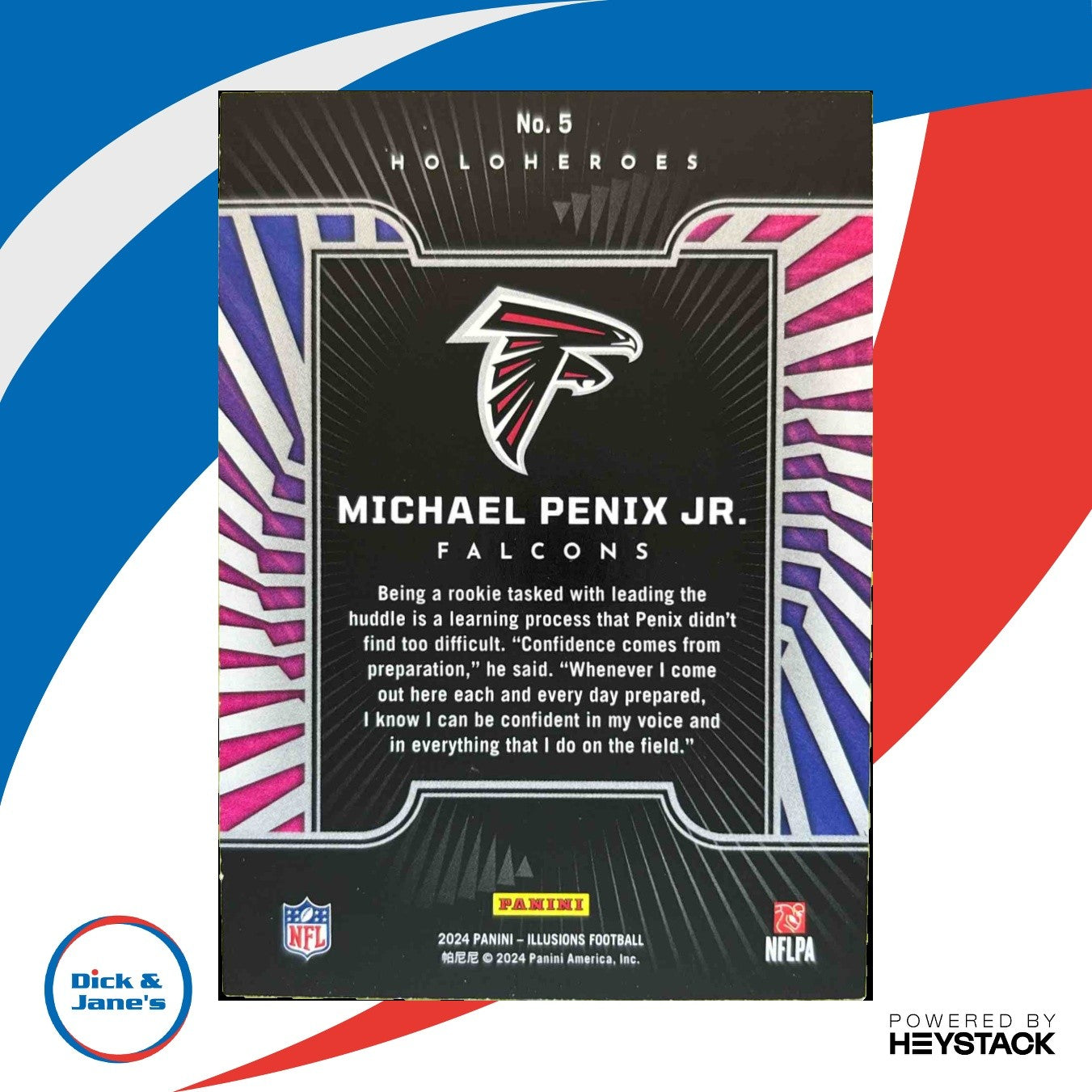 2024 Panini Illusions Michael Penix Jr. HoloHeroes Rookies #5 RC Atlanta Falcons - Sports Cards