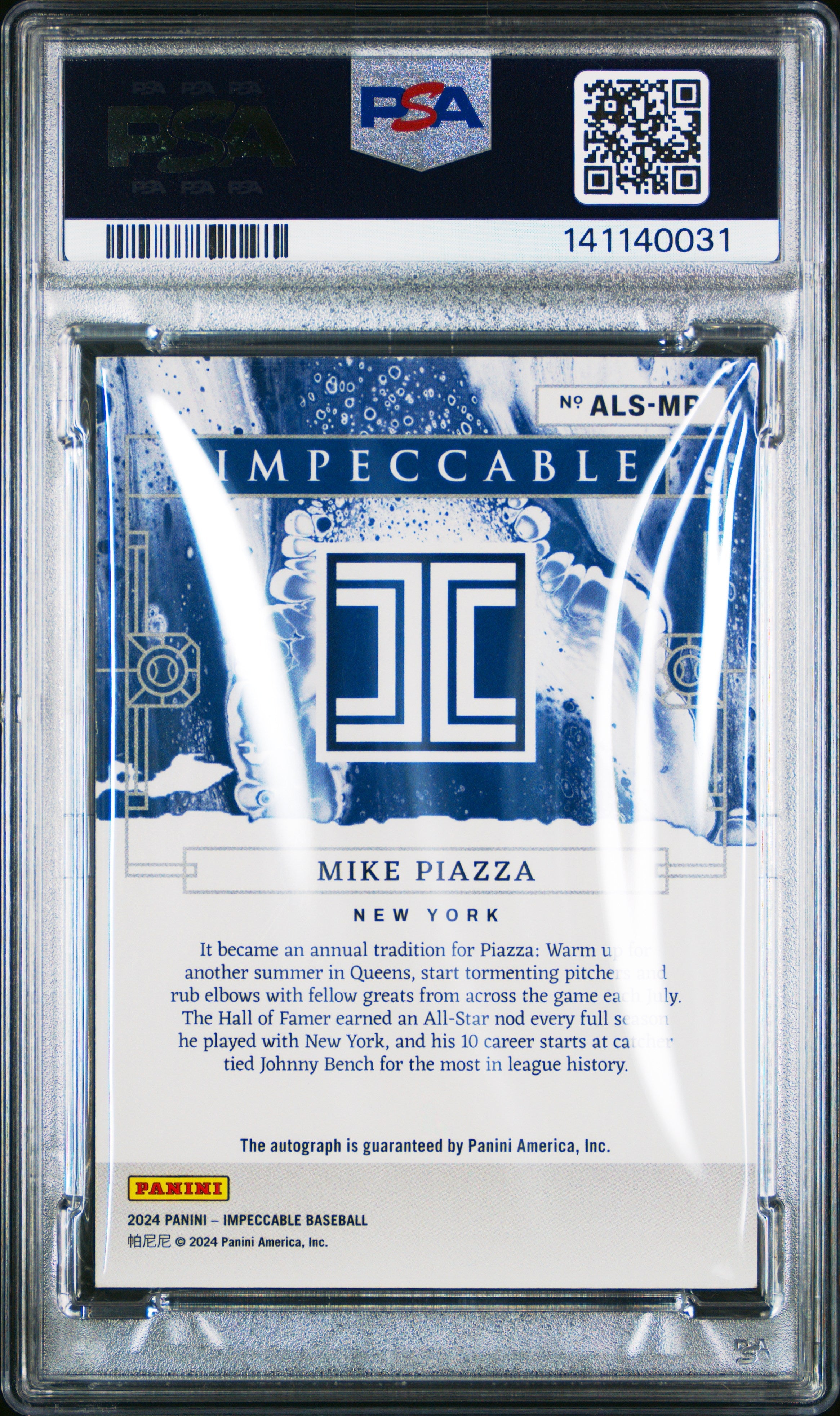 2024 Panini Impeccable Impeccable All-Stars Signatures Mike Piazza #ALSMP PSA 9 - Graded Sports Cards