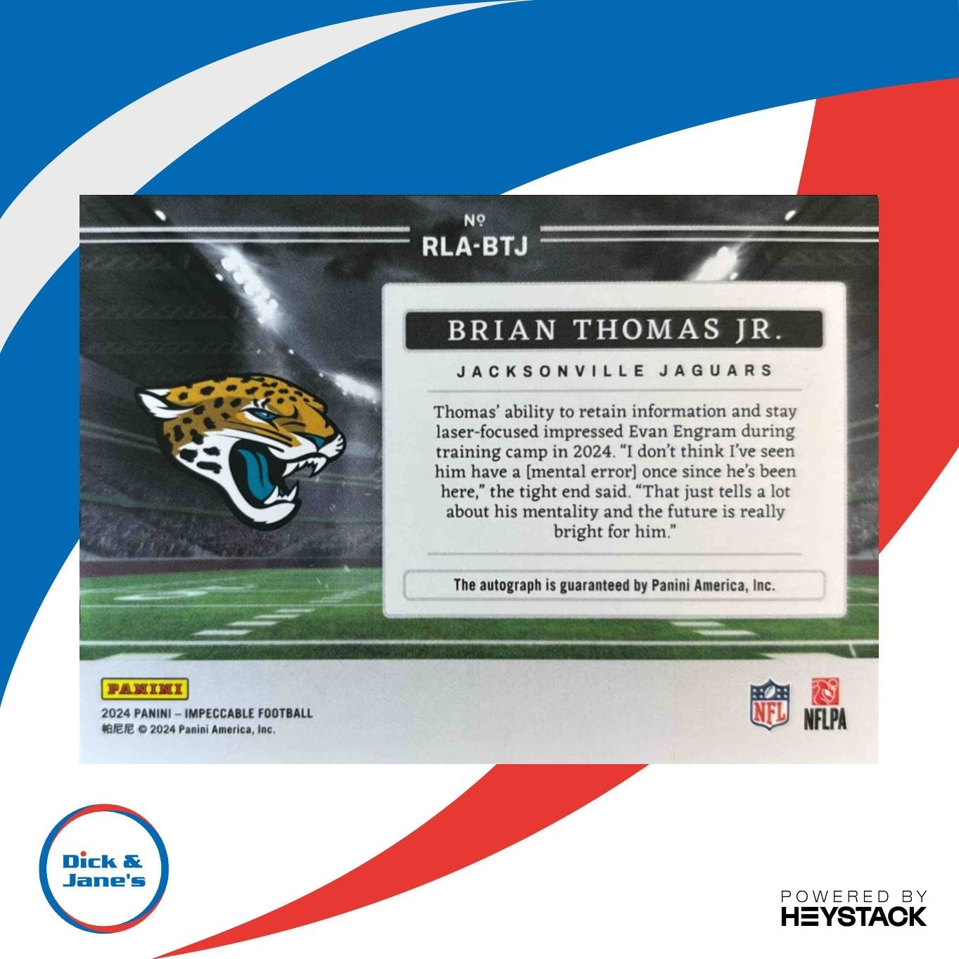 2024 Panini Impeccable Brian Thomas Jr. Rookie Landscape Gold /10 Auto Jaguars - Sports Cards