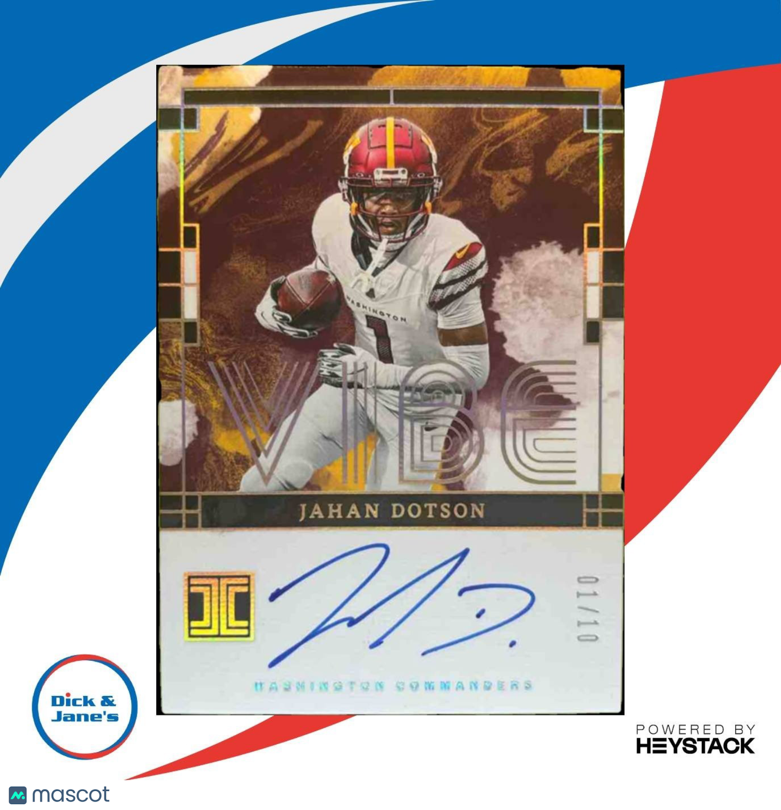 2024 Panini Impeccable Jahan Dotson Vibe Signatures Gold 1/10 Auto Commanders - Sports Cards