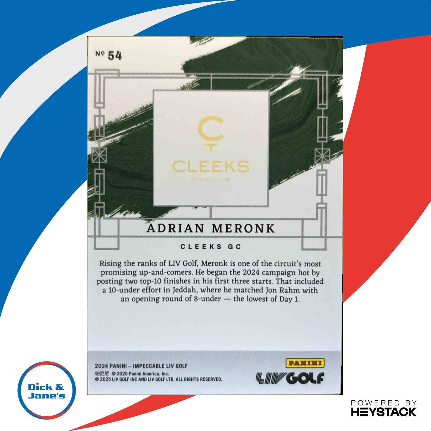 2024 Panini Impeccable LIV Golf Adrian Meronk Variations Red 35/36 #54 Cleeks GC - Sports Cards