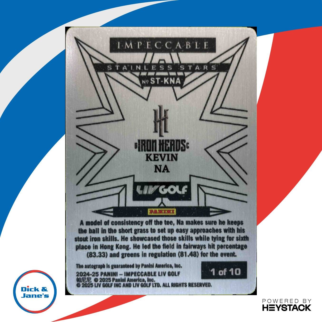 2024 Panini Impeccable LIV Golf Kevin Na Stainless Stars Auto Gold 1/10 #ST-KNA - Sports Cards