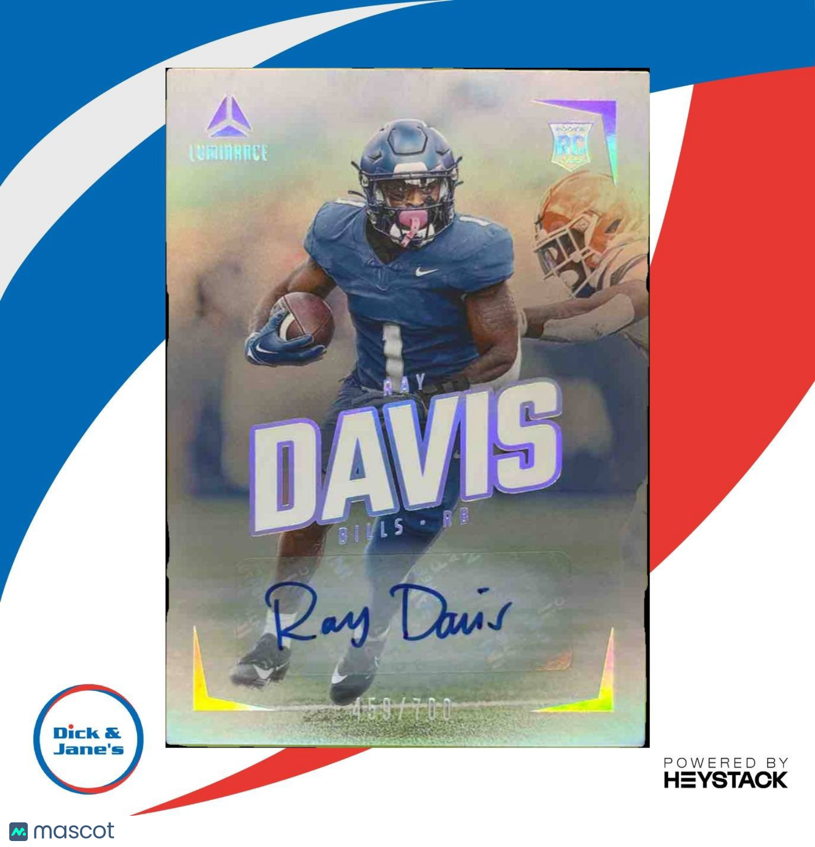 2024 Panini Luminance Ray Davis Rookie Auto /700 #169 RC Buffalo Bills - Sports Cards