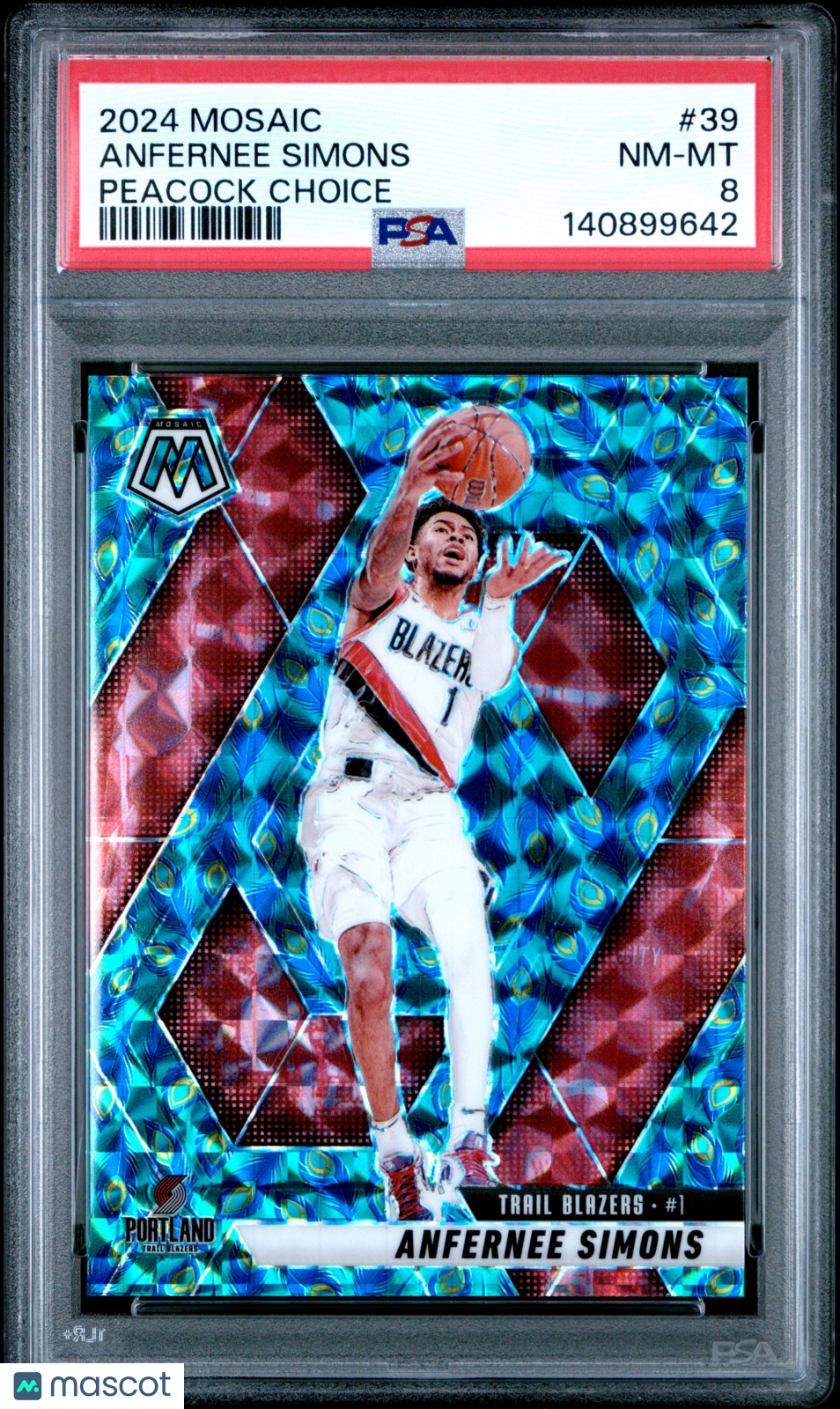 2024 Panini Mosaic Anfernee Simons Peacock Choice #39 PSA 8 Portland Blazers - Graded Sports Cards