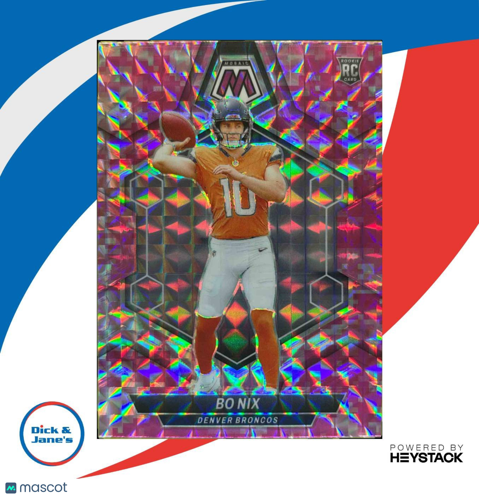 2024 Panini Mosaic Bo Nix Camo Pink Prizm #312 RC Denver Broncos Rookie Card - Sports Cards
