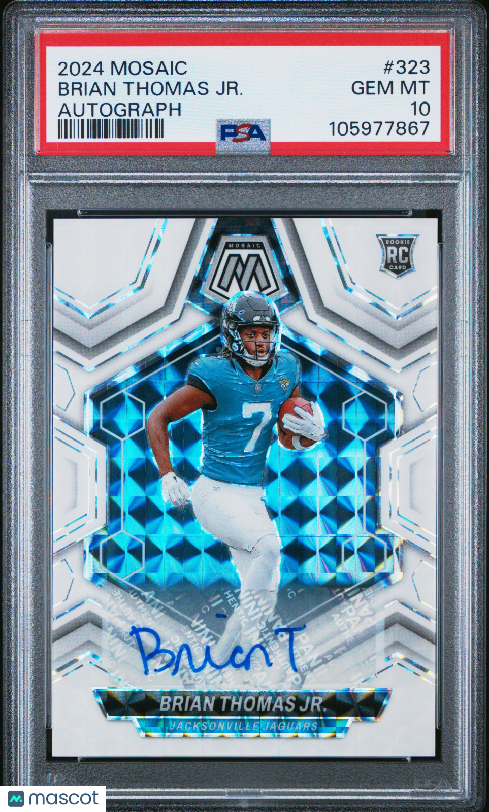 2024 Panini Mosaic Brian Thomas Jr Autograph Rookie #323 PSA 10 GEM MINT Jaguars - Graded Sports Cards