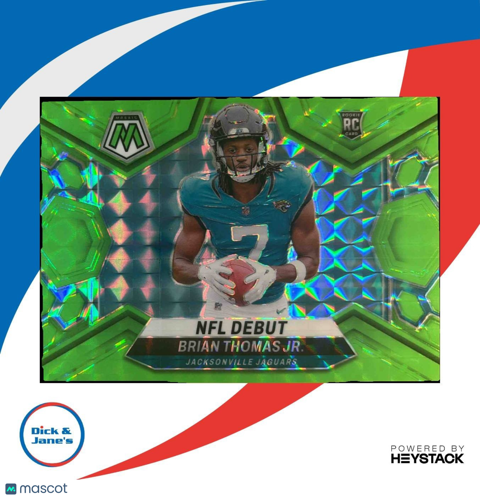 2024 Panini Mosaic Brian Thomas Jr. Green Fluorescent 08/10 #282 RC Jaguars - Sports Cards