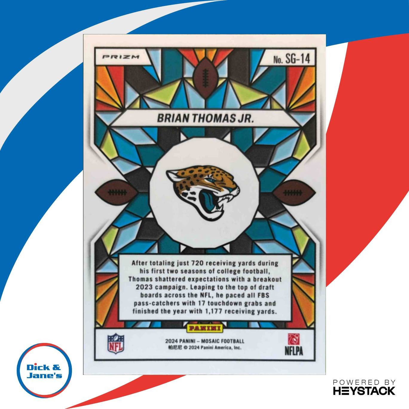 2024 Panini Mosaic Brian Thomas Jr. Stained Glass #SG-14 Jacksonville Jaguars - Sports Cards