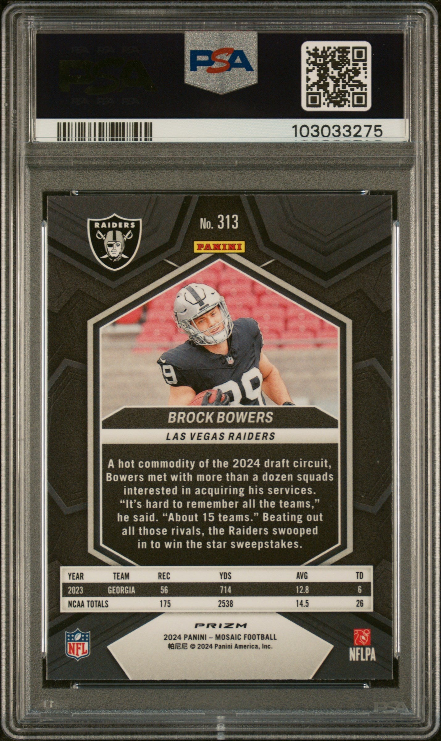 2024 Panini Mosaic Brock Bowers Green #313 PSA 9 - Graded Sports Cards