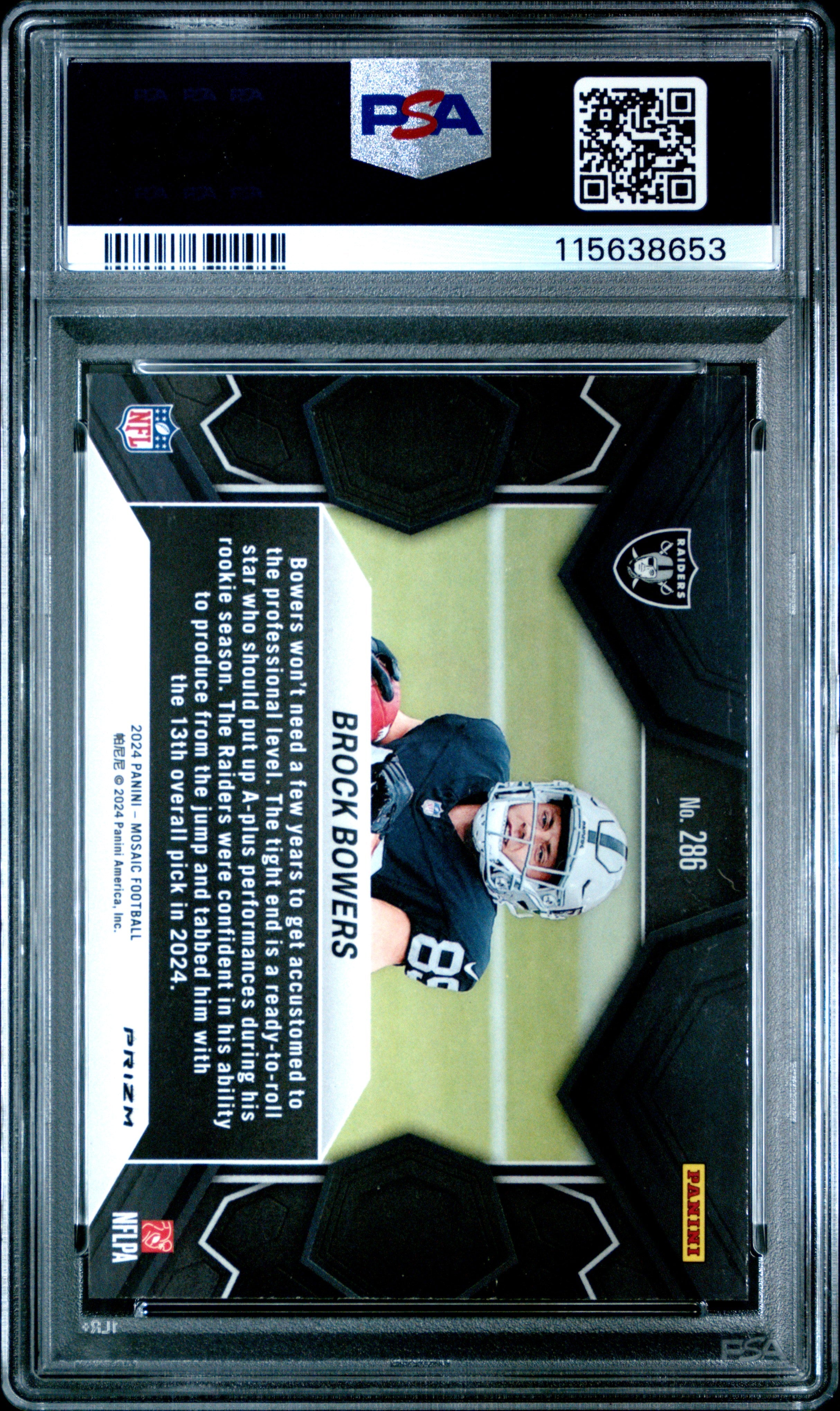 2024 Panini Mosaic Brock Bowers Red Rookie #286 PSA 9 MINT Las Vegas Raiders - Graded Sports Cards
