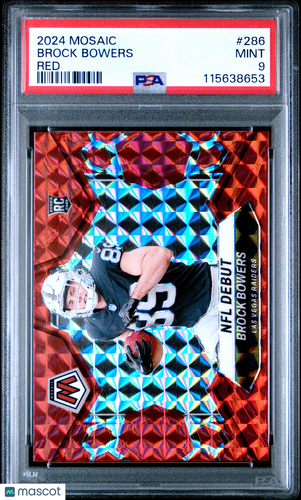 2024 Panini Mosaic Brock Bowers Red Rookie #286 PSA 9 MINT Las Vegas Raiders - Graded Sports Cards