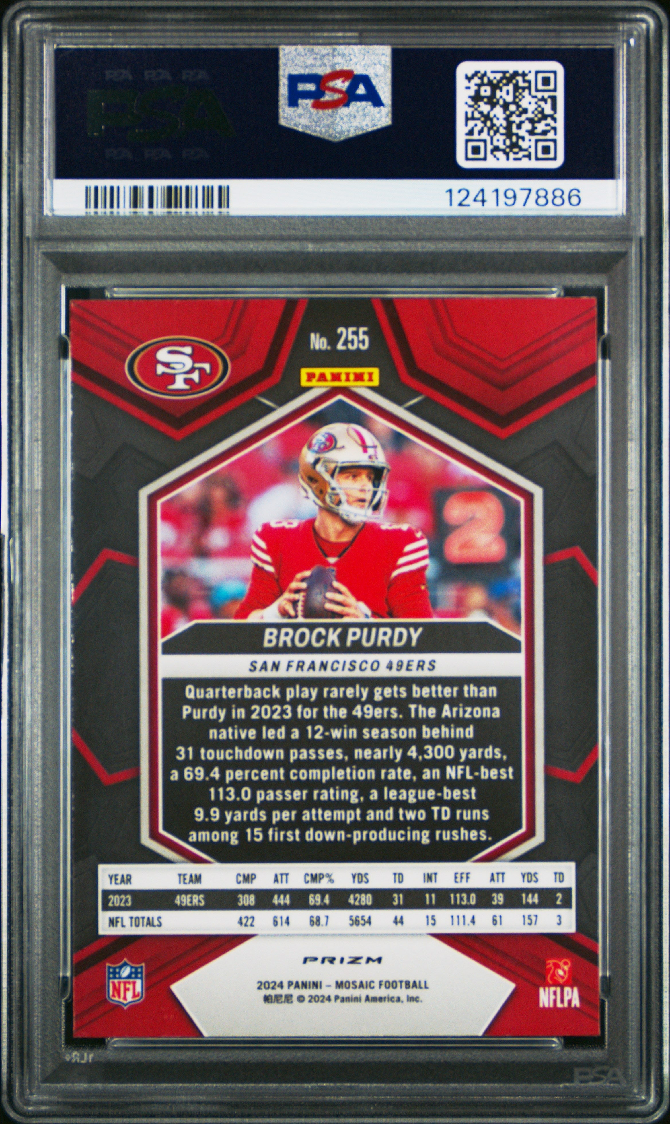 2024 Panini Mosaic Brock Purdy Red #255 PSA 10 - Graded Sports Cards