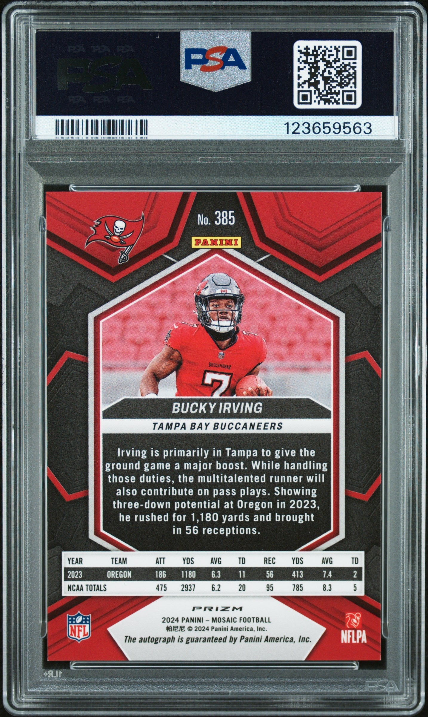 2024 Panini Mosaic Bucky Irving Autograph Blue No Huddle #385 PSA 9 - Graded Sports Cards