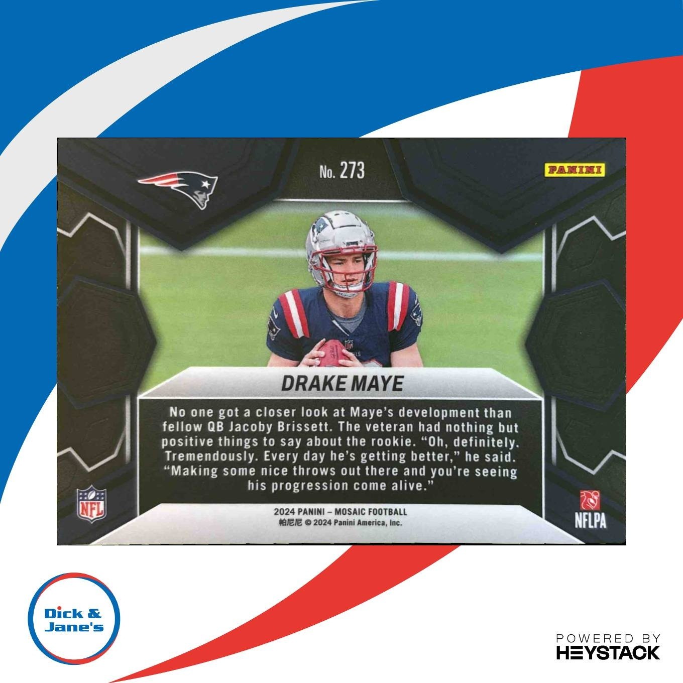 2024 Panini Mosaic Drake Maye #273 RC NFL Debut New England Patriots - Sports Cards