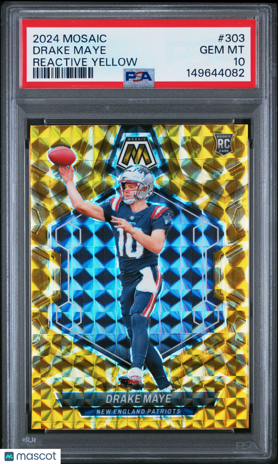 2024 Panini Mosaic Drake Maye Reactive Yellow Rookie #303 PSA 10 GEM MINT - Graded Sports Cards