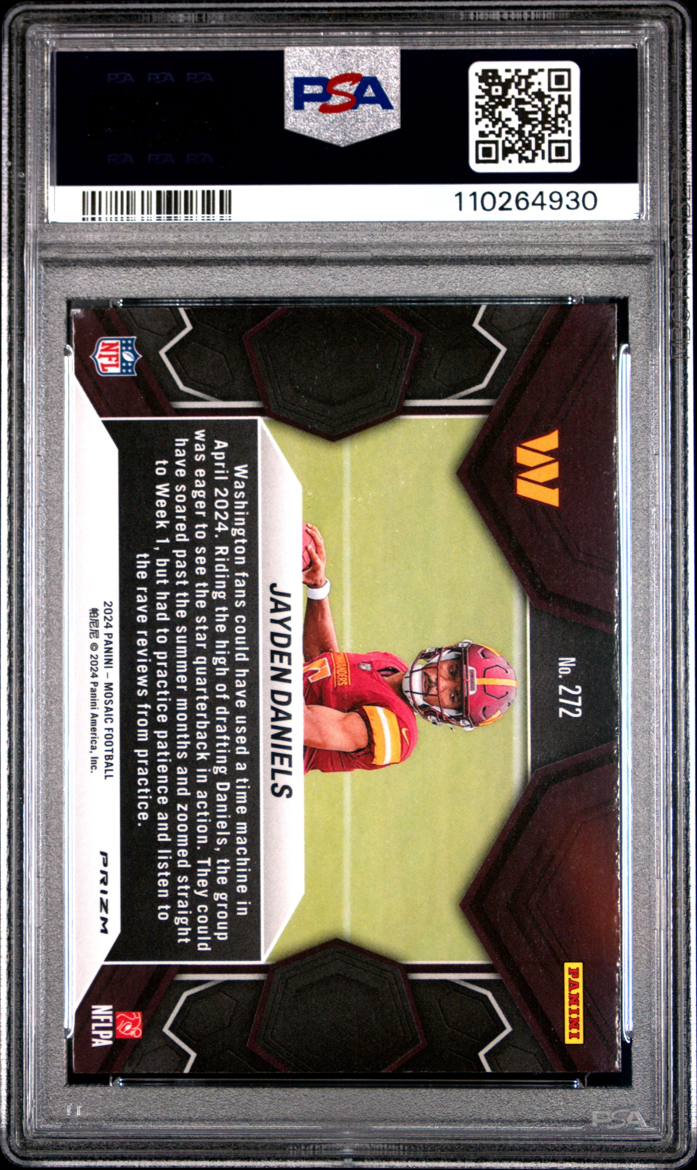 2024 Panini Mosaic Jayden Daniels Camo Pink Rookie NFL Debut #272 PSA 9 - Graded Sports Cards