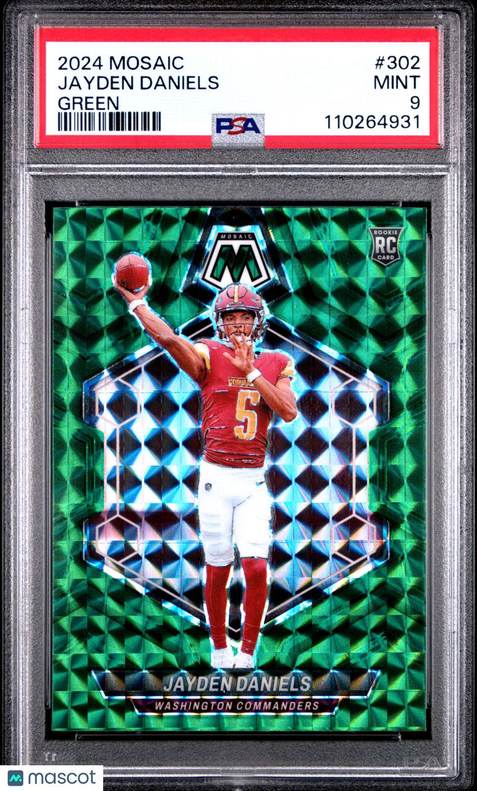2024 Panini Mosaic Jayden Daniels Green Rookie #302 PSA 9 - Graded Sports Cards