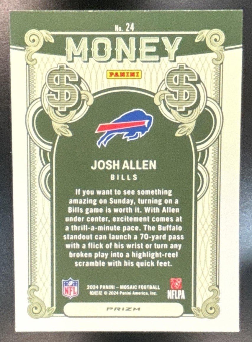 2024 Panini Mosaic Josh Allen Money #24 Buffalo Bills - Sports Cards
