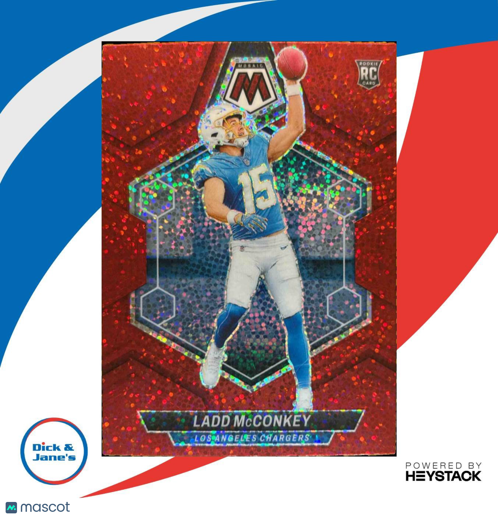 2024 Panini Mosaic Ladd McConkey Red Sparkle Prizm #334 RC Los Angeles Chargers - Sports Cards
