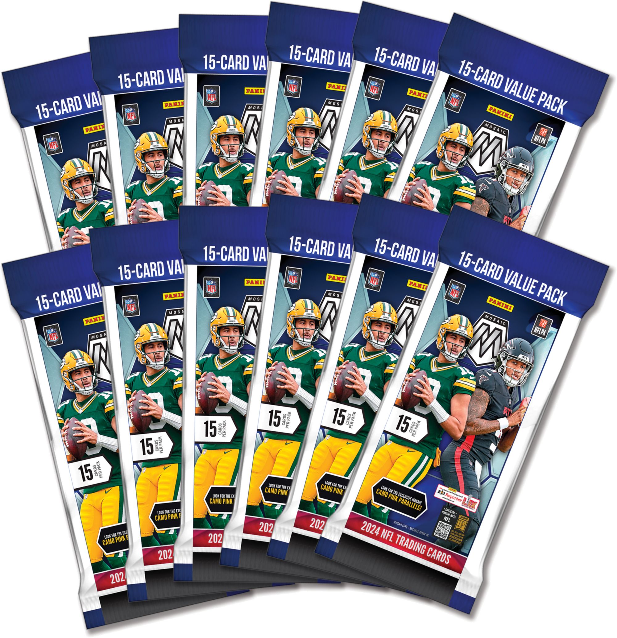 2024 Panini Mosaic NFL Football Fat Pack (Value or Cello) Pink Camos 12 Packs/Box - NFL Blaster